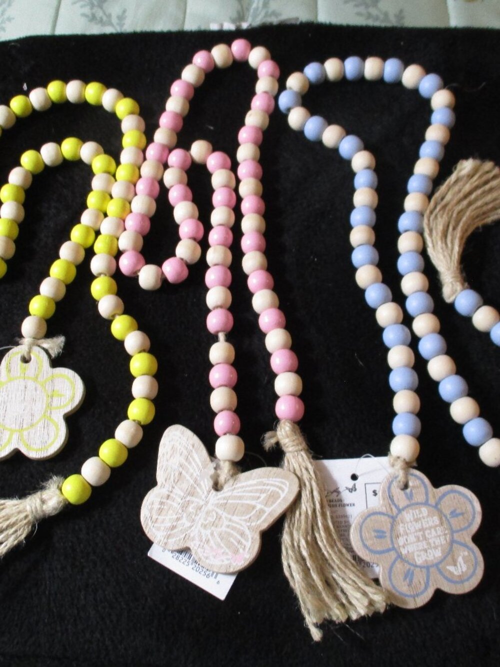 Lot of Three DG Dolly Parton Wooden Beaded Garland Butterfly Flower NWT